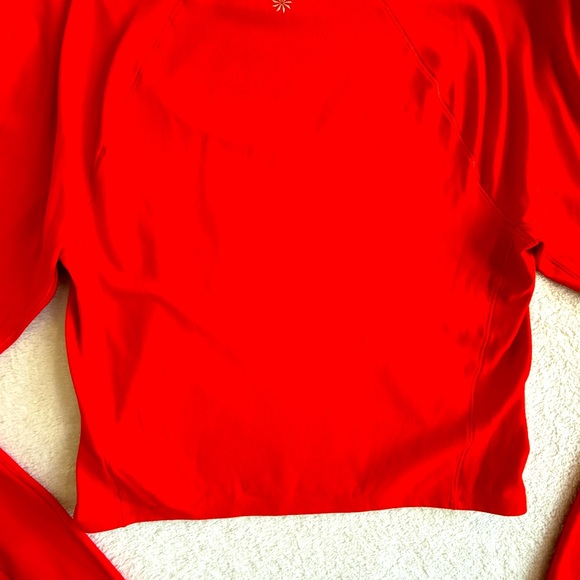 Athleta Crop Top Red Size M Bodycon Scoop Neck Long Sleeve - Picture 6 of 11